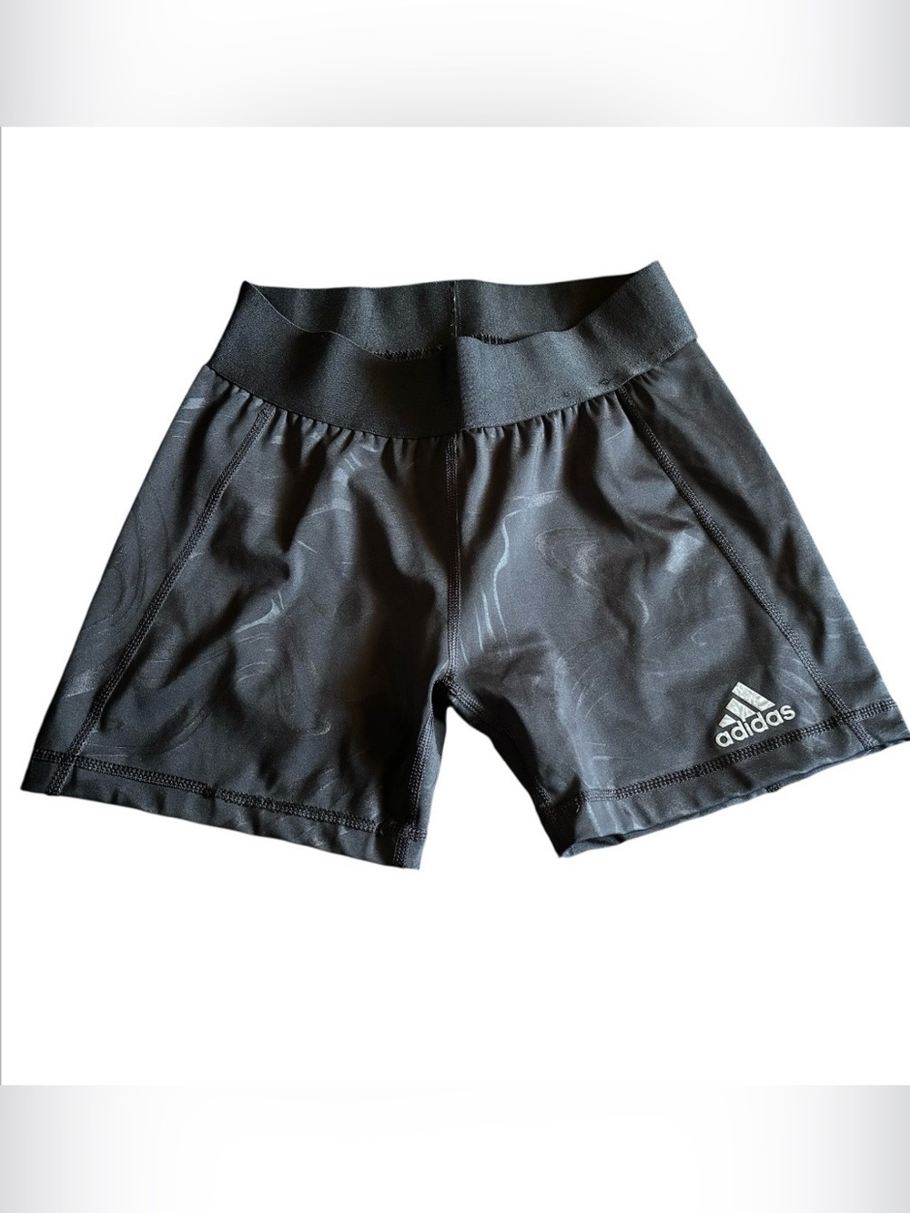 adidas Black Women's Athletic Stretch Shorts with Subtle Pattern